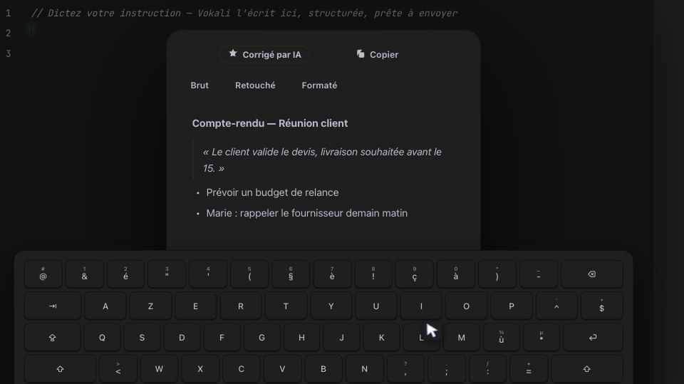 Vokali — modale de capture en action